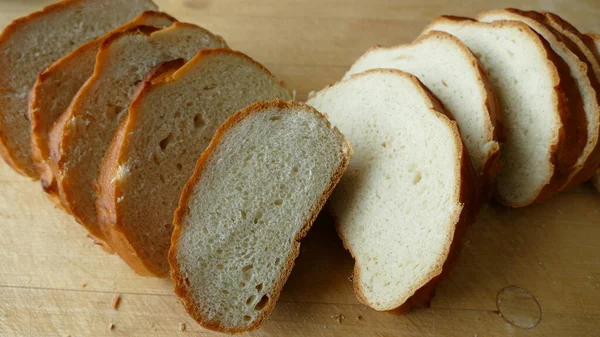 Loaf White Bread Cut Pieces — Stock Photo, Image