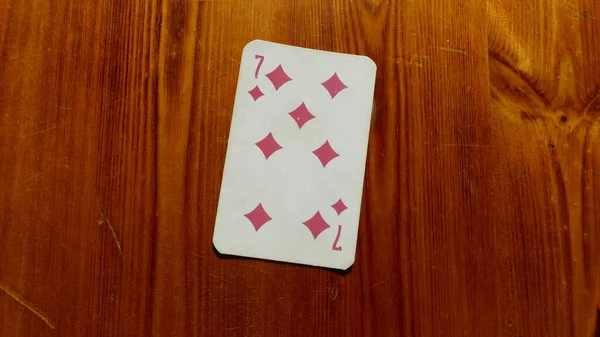 Playing Card Wooden Background — Stock Photo, Image