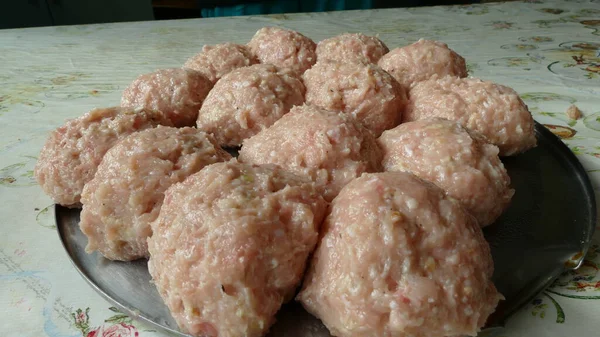 Bakso Mentah Yang Terbuat Dari Daging Ayam — Stok Foto