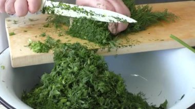 Yemek pişir, dereotu hasat et. Sağlıklı gıda konsepti