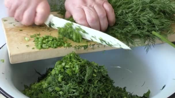 Kochen Dill Ernten Konzept Für Gesunde Ernährung — Stockvideo