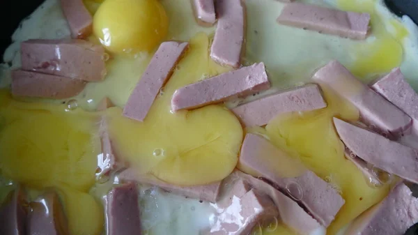 Huevos Fritos Con Huevos Fritos Salchicha — Foto de Stock