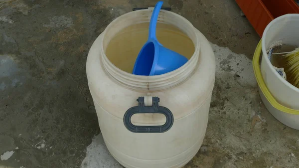 White Water Tank Blue Bucket — Stock Photo, Image