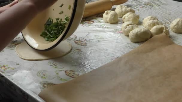 Cuisiniers Préparent Des Tartes Avec Remplissage — Video