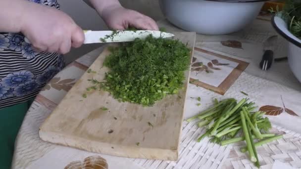 Koch Bereitet Zubereitungen Aus Frischem Dill — Stockvideo