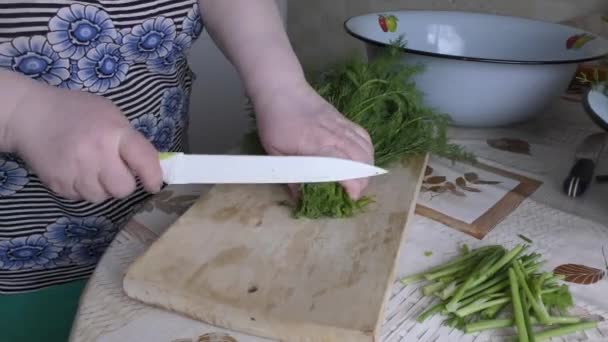 Koch Bereitet Zubereitungen Aus Frischem Dill — Stockvideo
