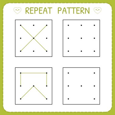 Deseni tekrarla. Çocuklar için çalışma sayfası. Motor becerileri pratik için okul öncesi çalışma sayfası. Çocuklar için anaokulu eğitim oyunu
