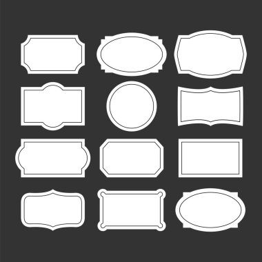 Antika etiketler seti. Çerçeveler, rozetler, etiketler, etiketler boş şablonlar, düğün kartları. - Model koleksiyonu. Vektör illüstrasyonu