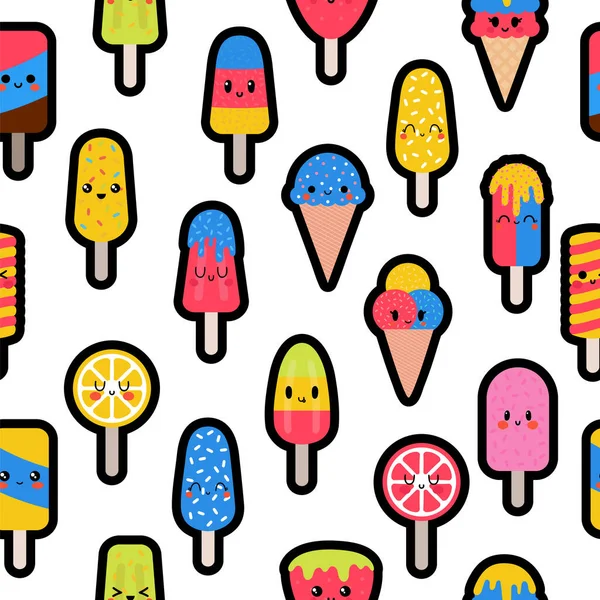 Sabroso Patrón Helado Colores Sin Costura Dulce Fondo Verano Lindo — Vector de stock