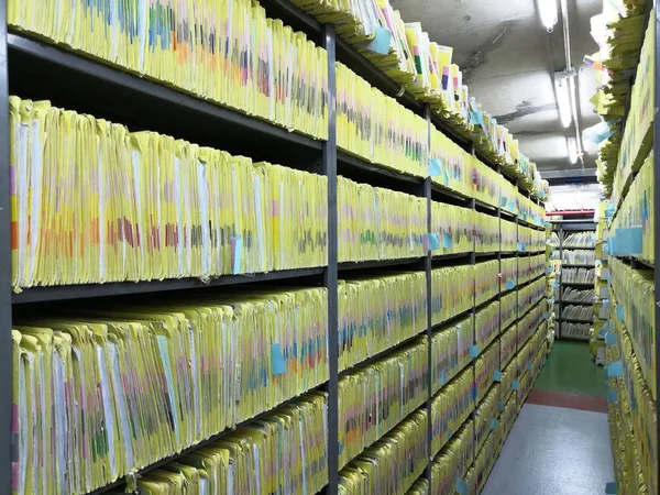 Sala Controle Documentos Hospital Para Documentos Importantes Resumo Arquivo Dados — Fotografia de Stock