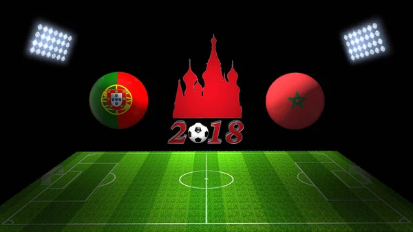 World Soccer Cup Match 2018 v Rusku: Portugalsko vs Maroko, v — Stock fotografie