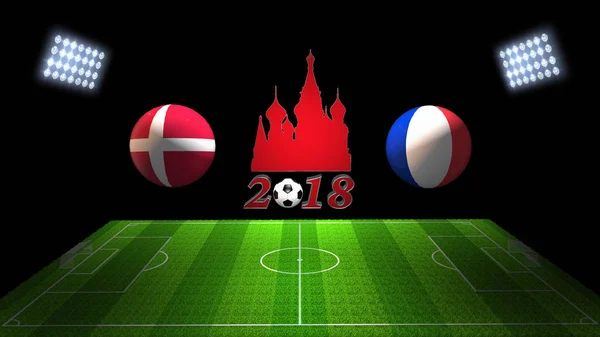 Copa Mundial de Fútbol 2018 en Rusia: Suecia vs. Francia, en 3D — Foto de Stock