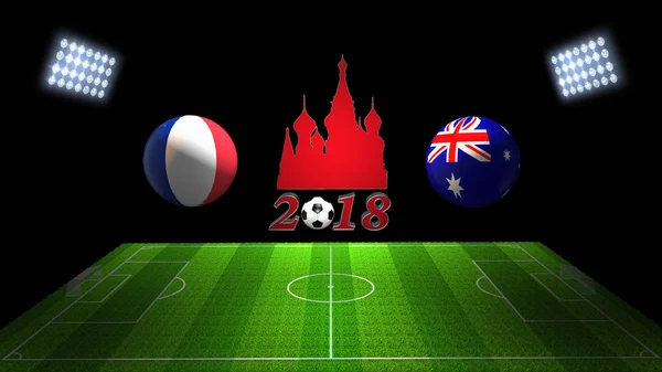 World Soccer Cup Match 2018 v Rusku: Austrálie-Francie, v — Stock fotografie