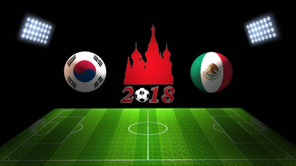 World Soccer Cup Match 2018 v Rusku: Jižní Korea vs. Mexiko, — Stock fotografie