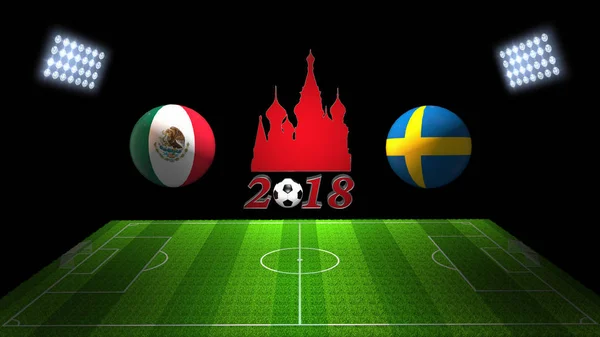 Матч Кубка мира по футболу 2018 в России: Мексика - Швеция, в 3D — стоковое фото