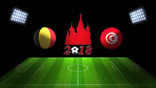 World Soccer Cup Match 2018 v Rusku: Belgie vs. Tunisko, v — Stock fotografie