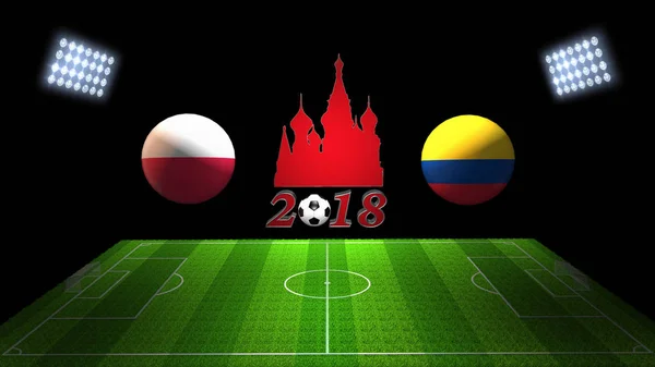 World Soccer Cup Match 2018 v Rusku: Polsko; Kolumbie, v 3d — Stock fotografie