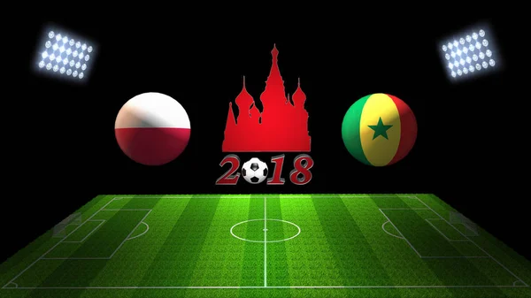 Матч Кубка мира по футболу 2018 в России: Польша - Сенегал, в 3 Стоковое Изображение