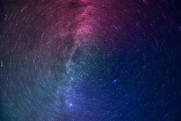 Stars Space Milky Way Circle Rotation Motion Blur Purple Blue — Stock Photo, Image