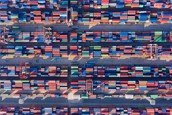Aerial View Sea Container Ship Import Export Business Logistic Container — Stock Photo, Image