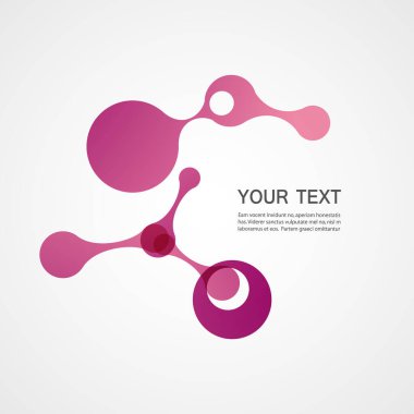 Vektör pembe molekül beyaz arkaplan