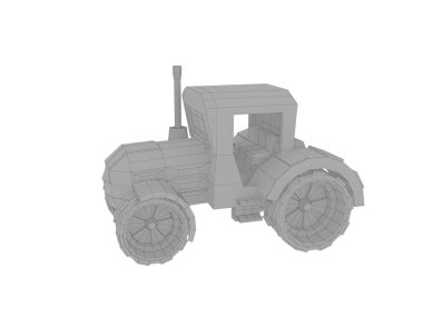 Program 3D yapılan ağır güçlü traktör-illüstrasyon