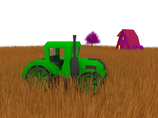 Program 3D yapılan ağır güçlü traktör-illüstrasyon