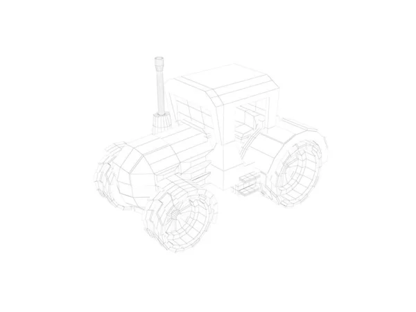 Program 3D yapılan ağır güçlü traktör-illüstrasyon