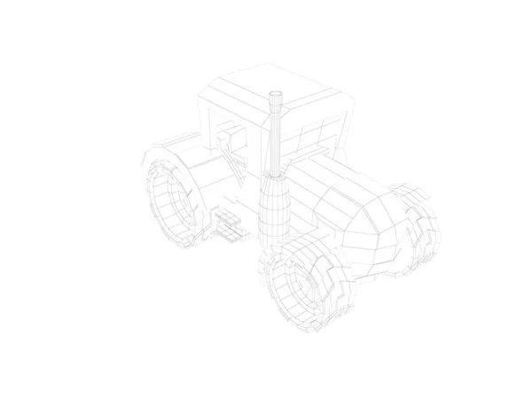 Program 3D yapılan ağır güçlü traktör-illüstrasyon