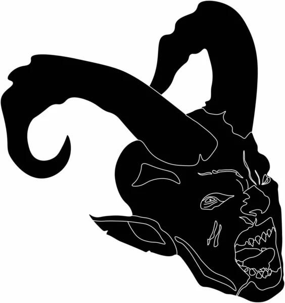 Vector Graphics Face Horned Demon — Stock Vector