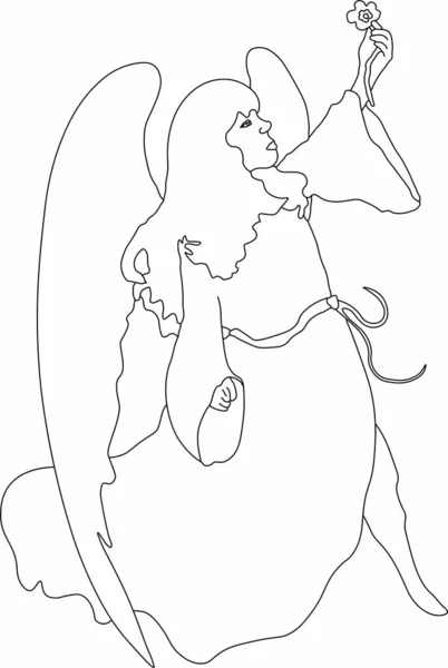 vektör grafik melek bir çiçek taşıyan