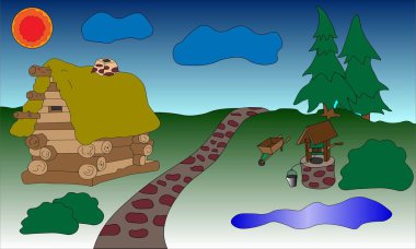 köyde vektör grafik küçük ev