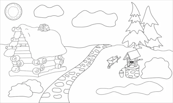 köyde vektör grafik küçük ev