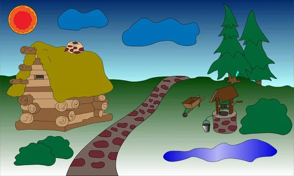 köyde vektör grafik küçük ev