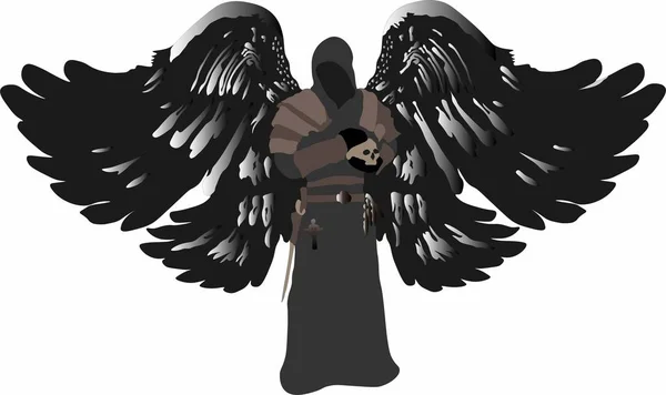 Kafatası tutan vektör ölüm meleği. Azizlerin ziyafeti. Cadılar Bayramı. Korkunç.. 