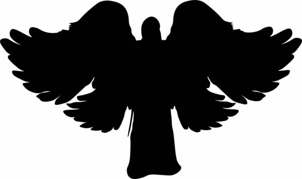 Vector graphics angel of death, holding a skull . Feast of all saints . Halloween . Horror. 