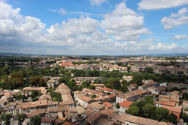 Yüksekliklerden şehrin görünümü, Fransa, Carcassonne