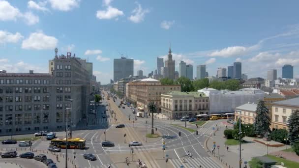 Warszawa Polen Flygfoto Över Staden — Stockvideo