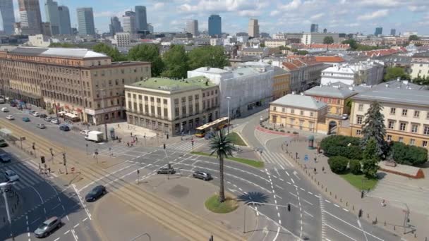 Warszawa Polen Flygfoto Över Staden — Stockvideo