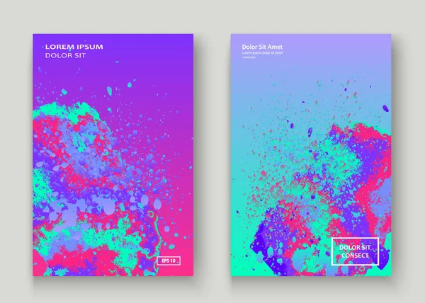 Neon Splash Artistieke Cover Ontwerp Vloeibare Holografische Gradiënt Explosie Splatter — Stockvector