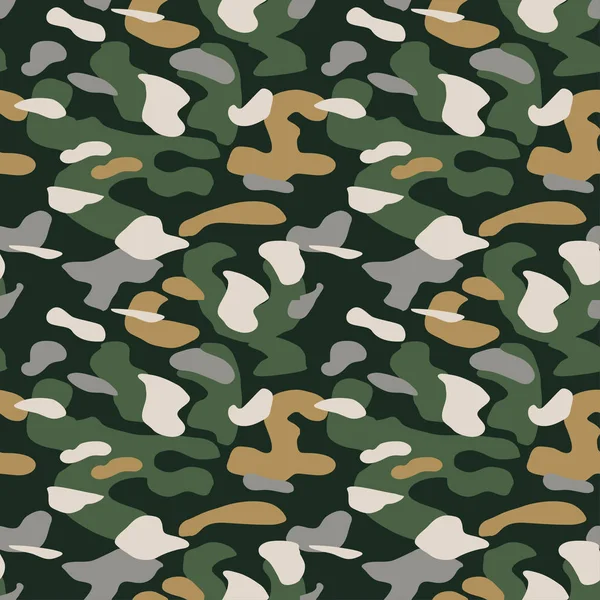Kamouflage Mönster Bakgrund Sömlös Vektorillustration Klassiska Militära Klädstil Camo Upprepa — Stock vektor
