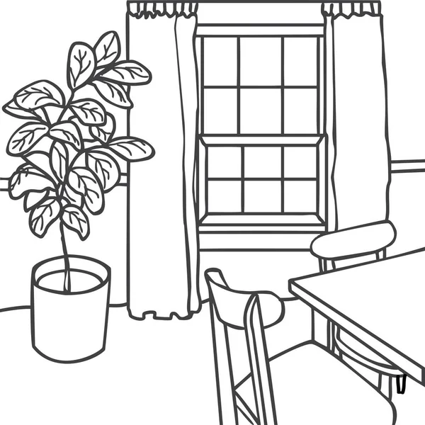 Ескіз Ілюстрації Дизайну Інтер Єру Сучасний Стиль Вітальні Оздоблення Будинку — стоковий вектор