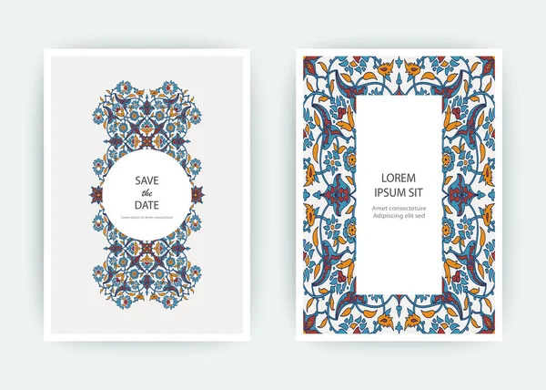 Arabesque Bloemendecoratie Print Border Design Template Vector Oosterse Bloemen Stijl — Stockvector