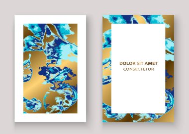 Lacivert mermer lüks doku boya sanatsal, düğün davetiyesi tasarımı. Altın arka plan vektör İllüstrasyon dekoratif sıçrama sıvısı. Trendy şablon vektör Kapak Kartı Flyer Poster Banner