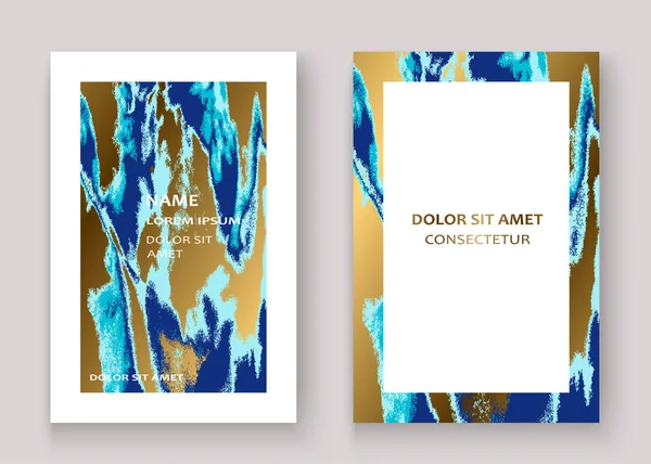 Lacivert mermer lüks doku boya sanatsal, düğün davetiyesi tasarımı. Altın arka plan vektör İllüstrasyon dekoratif sıçrama sıvısı. Trendy şablon vektör Kapak Kartı Flyer Poster Banner