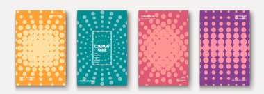 Minimalist modern kapak koleksiyonu tasarımı. Dinamik renkli yarı ton gradyanlar. Gelecek geometrik desenler çizgiler ve noktalar vektör arka plan Trendy minimalist poster şablonu iş için, web