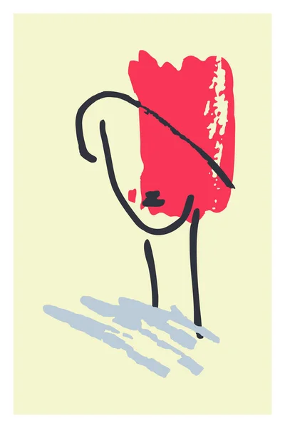 Doodle Abstrait Femme Homme Font Face Dessin Ligne Portret Style — Image vectorielle