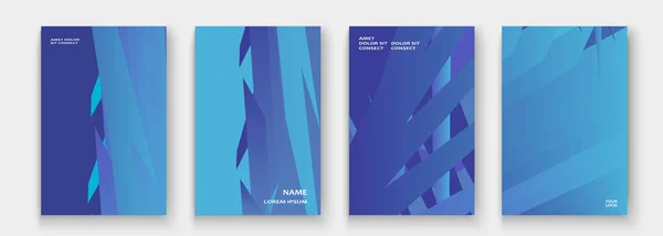 Minimales Cover Design Farbenfroher Blauer Halbton Verlauf Abstrakte Geometrische Musterlinien — Stockvektor