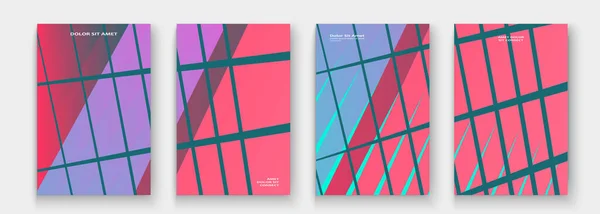 Minimum Kapak Koleksiyonu Tasarımı Renkli Pembe Neon Yarım Ton Gradyan — Stok Vektör