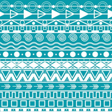 Yatay çizgiler, pürüzsüz aztek deseni. Bohem hippi elementleri-zigzag, üçgenler, daireler ve çizgiler, farklı kıyafetler için kabile dekorasyonu, ambalaj kağıdı ve defterler. Geometrik retro doku